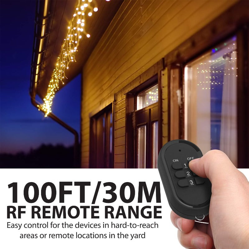 Wireless Remote Control 3-Prong Outlet - UL Listed (3 Receiver, 1 Remote) - Heavy Duty Waterproof Grounded Electrical Plug - 100ft Range