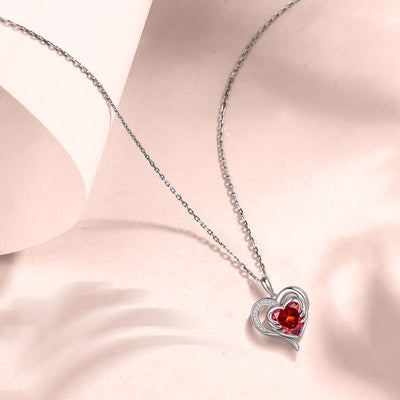 July Birthstone Ruby 925 Sterling Silver Necklaces