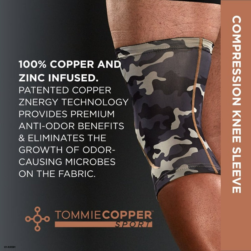 Tommie Copper Sport Compression Knee Sleeve, Grey Camo, Small/Medium