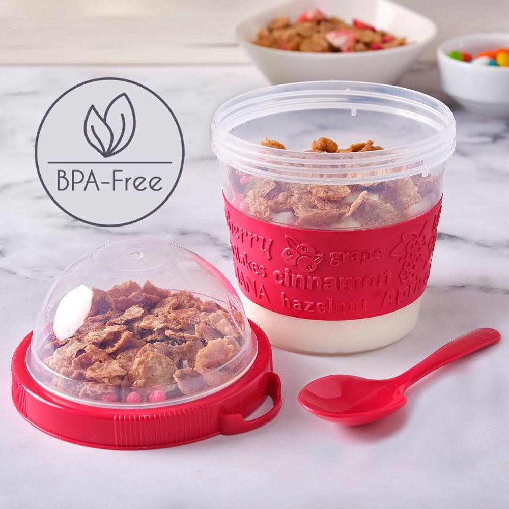 4 Pack of Yogurt Parfait Cups with Lids, Portable & Reusable