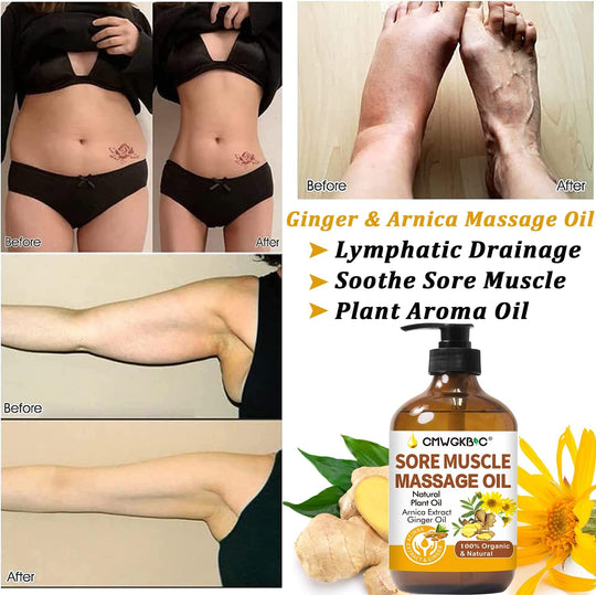 Father Day Gifts, Massage Oil for Massage Therapy,Ginger Oil Lymphatic Drainage-Arnica Sore Muscle Oil Massage &Lavender Oil Relaxing Massage Oils,Massage Kit With Massage Roller Ball Mens Gifts Women