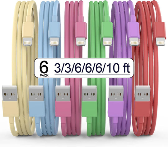  iPhone Charger, 6Pack(3/3/6/6/6/10 FT)