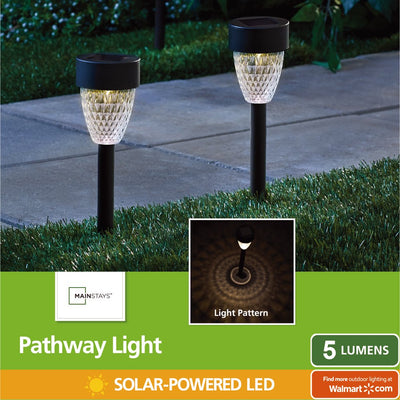 (12 Count)  Solar Powered Black Tapered LED Path Light, 5 Lumens 