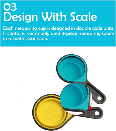 8 Piece Collapsible Measuring Cups, Silicone Measuring Cups 