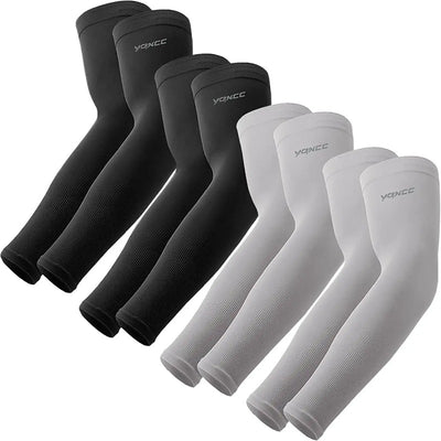 4 Pairs UV Sun Protection Arm Sleeves for Men & Women - UPF 50 Sports Compression Cooling Arm Sleeves