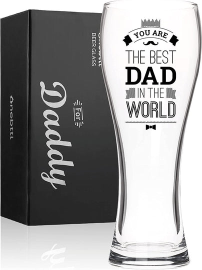 Dad  Beer Glass, Gifts for Dad on Father's Day, Birthday from Daughter, Son, 15oz Pint glass, Beer mug, You are the best dad in the world, Onebttl