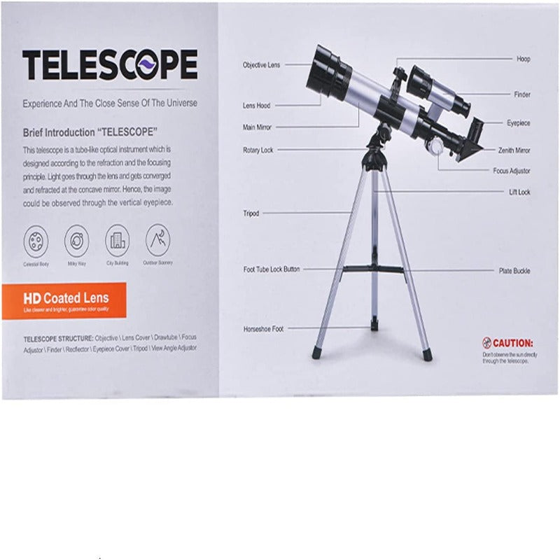 Children's Telescopes, 50mm Aperture 360mm Stand Full Multilayer Optics, Astronomical Refraction Tripod with Mobile Phone Adapter