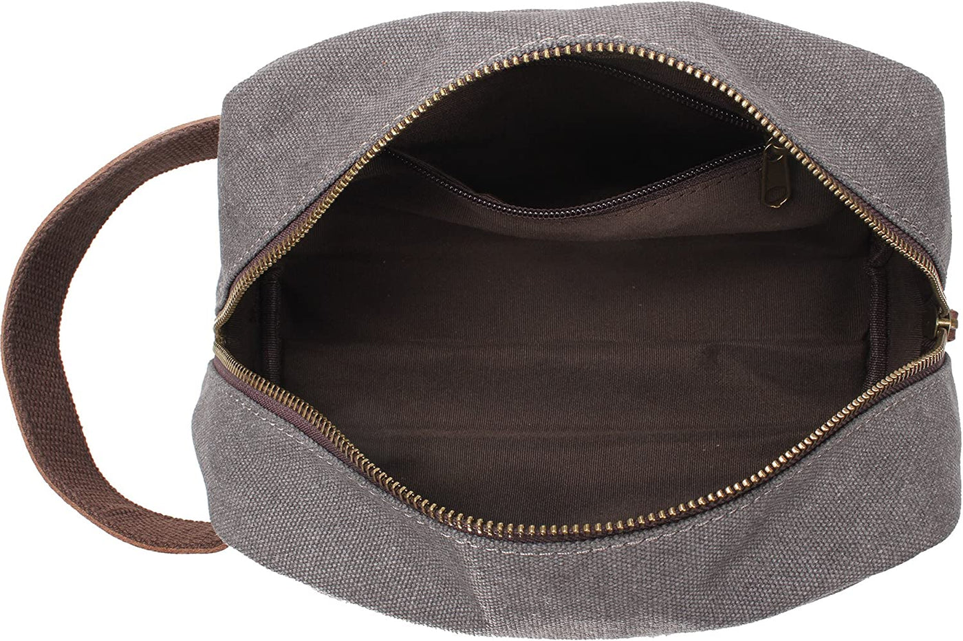 Vintage Leather Canvas Travel Toiletry Bag