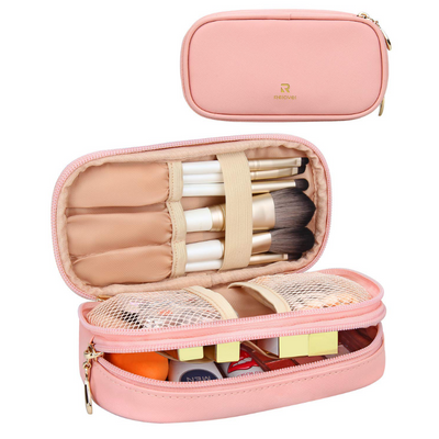 MONSTINA Makeup Bag for Women,Pouch Bag,Makeup Brush Bags Travel Kit Organizer Cosmetic Bag (small, pink)