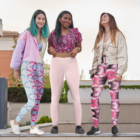 3 Pack Tie Dye Leggings - Athletic Casual Lounge and Yoga Pants Double Brushed 4-Way Stretch