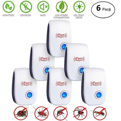 6-Pack Electronic & Ultrasound, Indoor Plug-In Repellent, Anti Mice, Insects, Bugs, Ants, Mosquitos, Rats, Roaches, Rodents