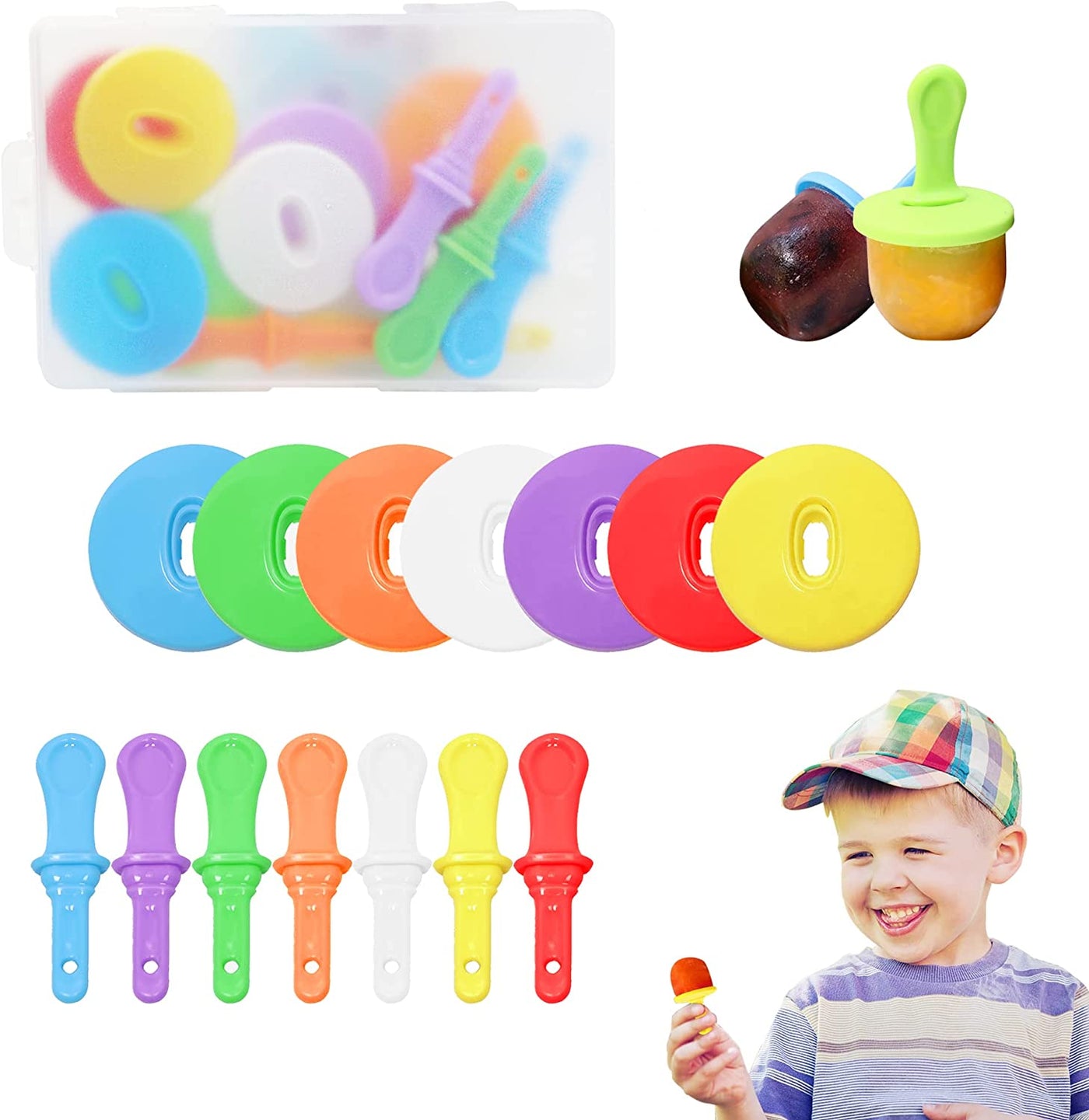  Holders for Kids Drip Free Ice Cream Sticks for Ice Pop Molds Colorful Craft Stick (7 PCS)