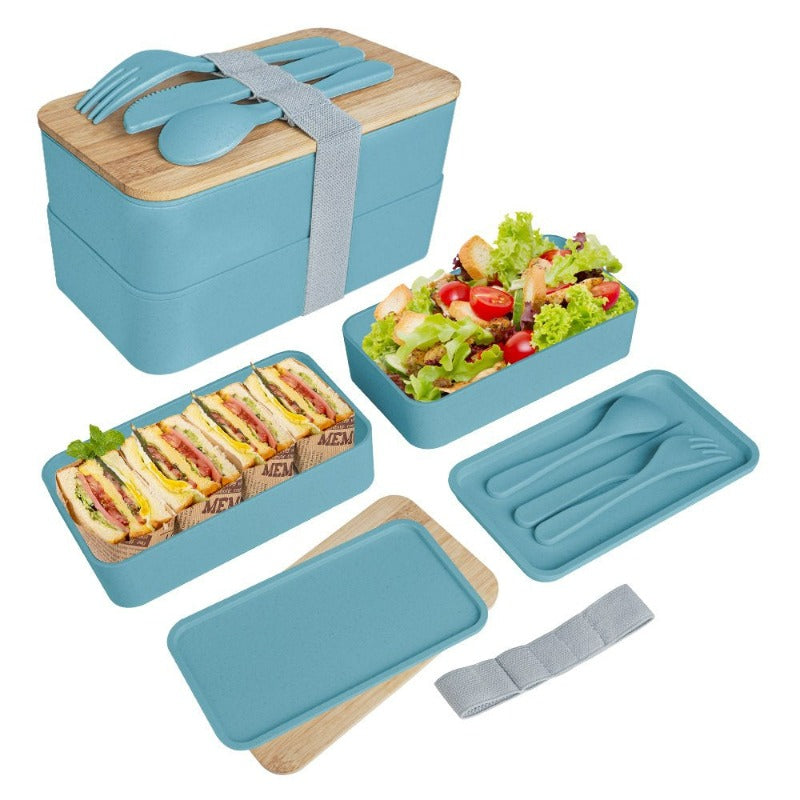 Bento Lunch Box for Men, Women & Kids, 40 Oz Japanese Lunch Box with Spoon, Knife and Fork, BPA FREE Bento Box for Microwave, Dishwasher & Freezer Safe