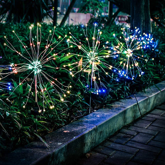  Solar Firework Light, 105 LED Multi Color Outdoor Firework Solar Garden Decorative Lights for Walkway Pathway Backyard Christmas Decoration Parties (2 Pieces)