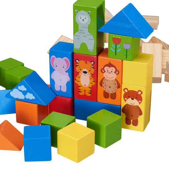Spark. Create. Imagine. Wooden Animal Blocks with Shape Sorting Lid, 150 Pieces