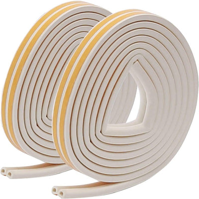 Weather Stripping Door & Window Seal Strip, Self Adhesive with Double D-Shaped Section Profile, 2 Rolls of 2 Strips, 8ft Each, Total 32ft