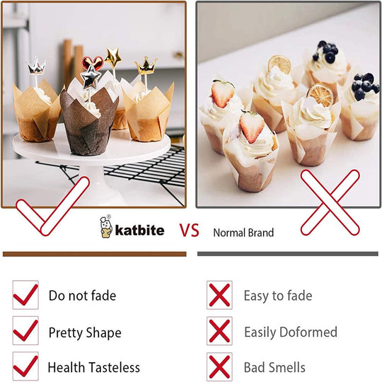 200PCS Katbite Tulip Cupcake Liners , Muffin Baking Cupcake Liners Holders