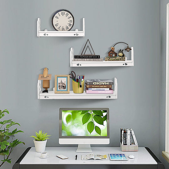 Set of 3 Wall Shelf Retro Floating Wall Shelves Modern Display Shelf Plant Holder Bathroom Storage Shelf for Home Office Bedroom Kitchen Bathroom Decor Gifts White