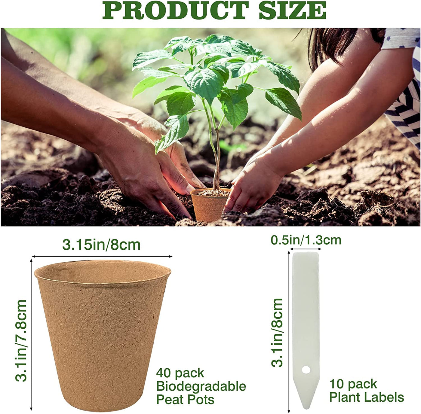 40Pcs 3.15 Inch Peat Pots For Seed Germination