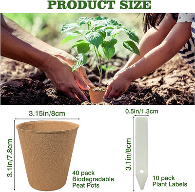 40Pcs 3.15 Inch Peat Pots For Seed Germination