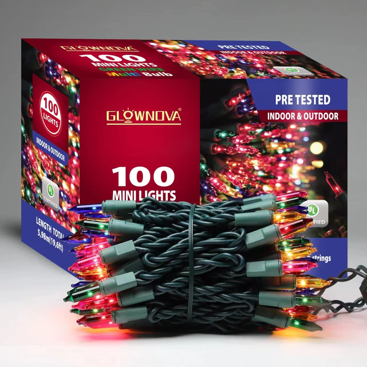  Patriotic String Lights, 100 Count 19.6 FT July 4th Mini White Wire Fairy Lights, 120V UL Certified Connectable Incandescent Independence Day