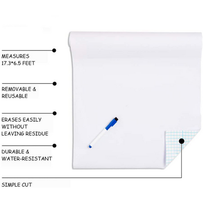 Self-Adhesive Removable Dry Erase Board With Free Pen Included