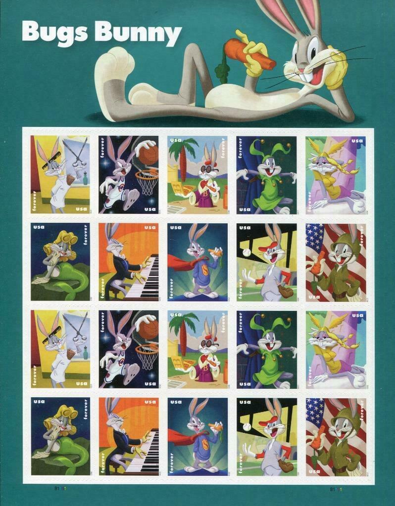 USPS 80 Years Bugs Bunny Birthday One Sheet Forever Stamps - Booklet of 20 First Class Forever Stamps