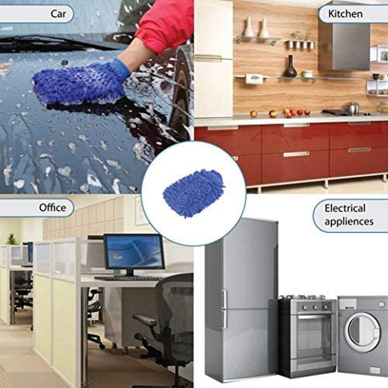 2 Pack. Premium car wash Microfiber Chenille mitt. Super auto Absorbent. Ultrafine Sponge Fiber Glove. Professional Cleaning at Home. Soap Chemical Resistant. 