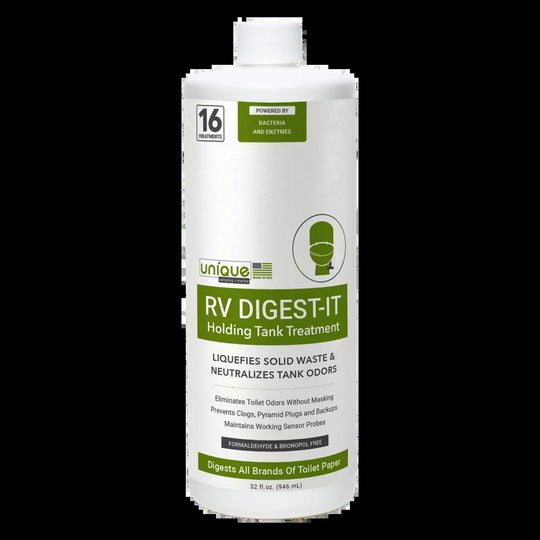 Unique RV Digest-It Black Water RV Holding Tank Treatment - Concentrated Liquid Toilet Treatment (16 Treatments, 32 Oz.)