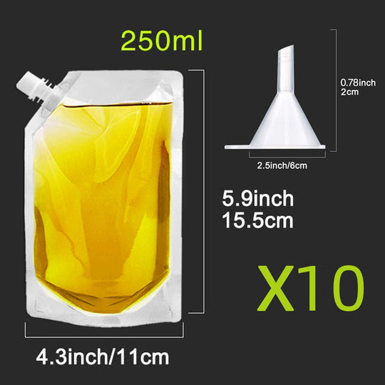 Flasks Set for Liquor Cruise Kit,Rum Runner Plastic Liquor Bags to Sneak Alcohol,Juice Travel Plastic Bags Drink Bags for Travel Outdoor Sports, Concerts, Events（8oz X 10）