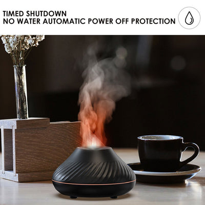 Flame Air Diffuser - 130ml Essential Oil Flame Diffuser Humidifier with Fire LED Light with Auto Off Protection