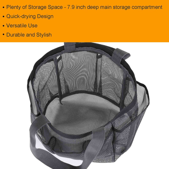 Natural Mesh Shower Caddy Portable Shower Tote Bag for College Dorm Essentials, Bathroom, Gym, Camp, Travel, Hanging Shower Caddy Basket, Quick Dry Toiletry Bag (8-Pockets | Black)
