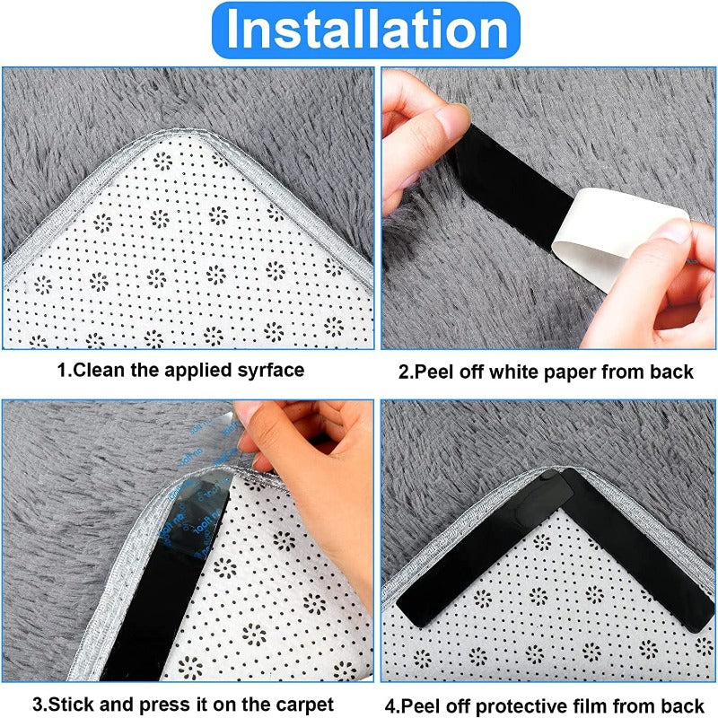 40 Pieces Rug Tape Adhesive Corner Carpet Tape Anti Curling Renewable Adhesive - 5 Styles