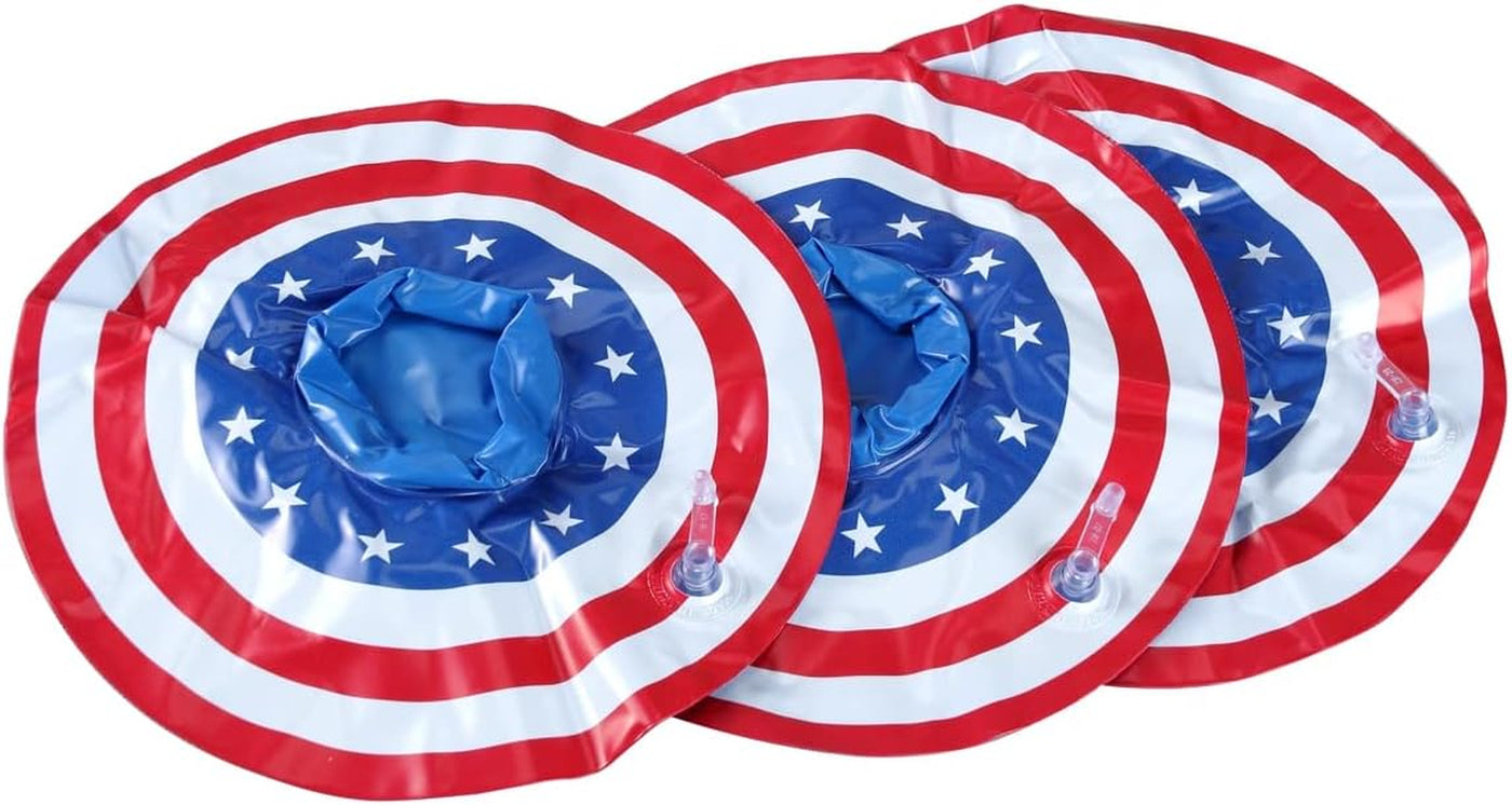  Inflatable Patriotic Pool Drink Holders Drink Floaties,USA American Flag Inflatable Floating Drink Cup Holder,4th of July Party Supplies,3Pcs