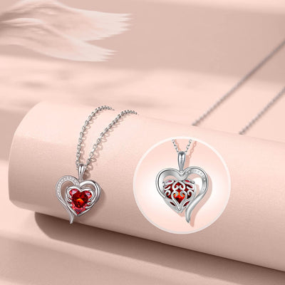 July Birthstone Ruby 925 Sterling Silver Necklaces