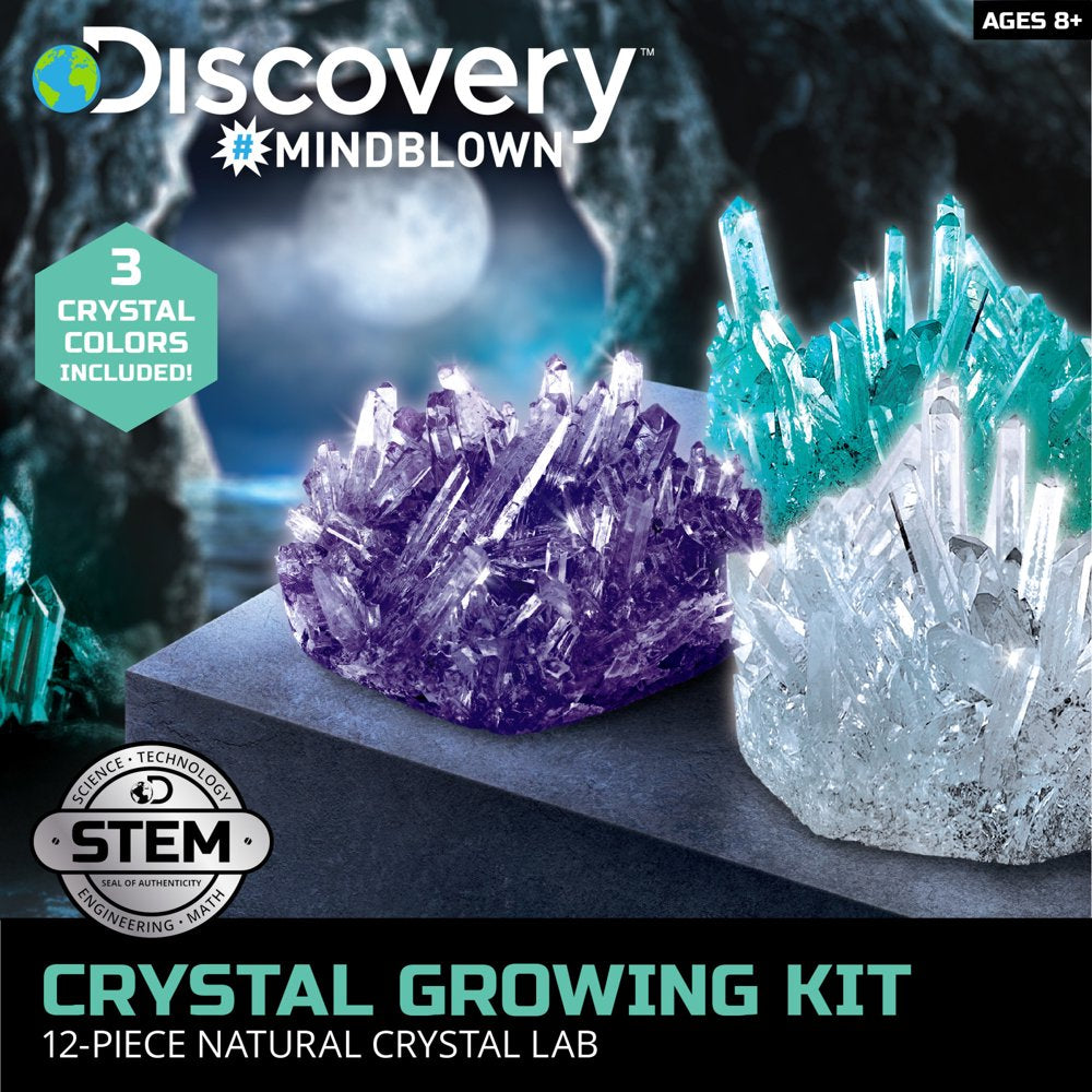 Discovery™ #Mindblown 12-Piece Natural Crystal Growing Science Kit, for Kids & Teens