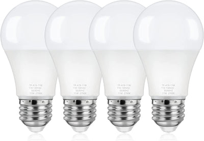 Pack of 4 - A19 LED Light Bulbs, 100 Watt Equivalent LED Bulb E26 Base, CRI 85+, 25000+ Hours Lifespan