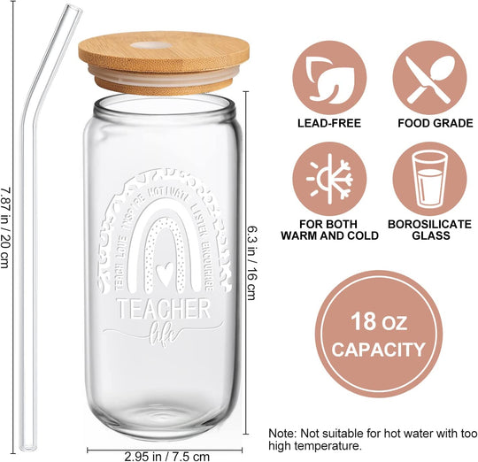 Teacher Appreciation Gifts, Best Teacher Gifts, Teacher Birthday Gifts, Back to School Gifts, Funny Gift for Teacher, Teacher Gift Ideas - 18 oz Teacher Can Glass(Teacher 1)