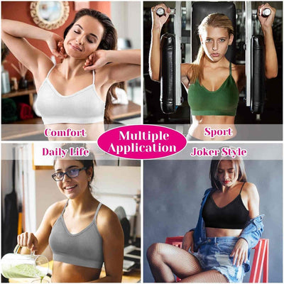 6 Pack Padded Bralettes for Women - V-Neck Cami