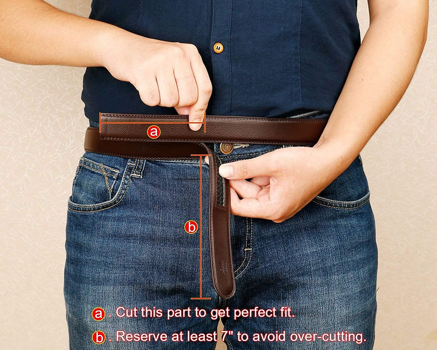 Set of 2 Leather Ratchet Dress Belt for Men