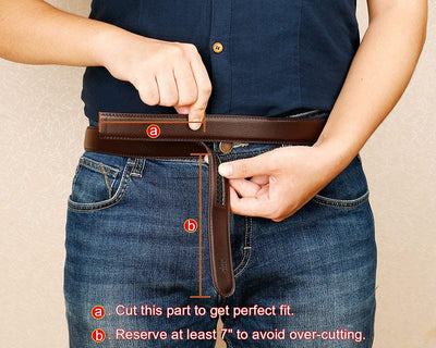 Set of 2 Leather Ratchet Dress Belt for Men