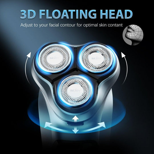 Men's 3 Head Electric Shaver Razor Beard Trimmer, Portable Electric Rotary Shaver Cordless & Rechargeable