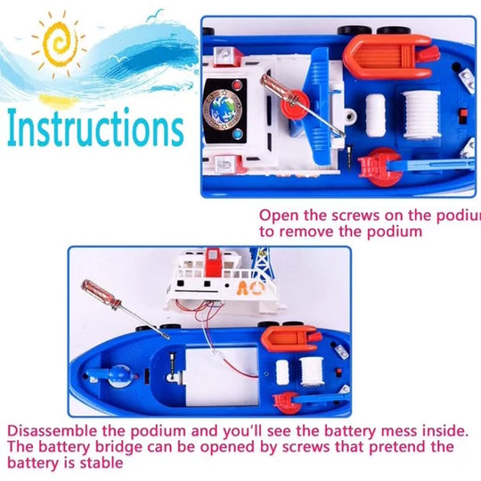 Light Up Pool & Bathtub Toy Boats with Water Sprinkler