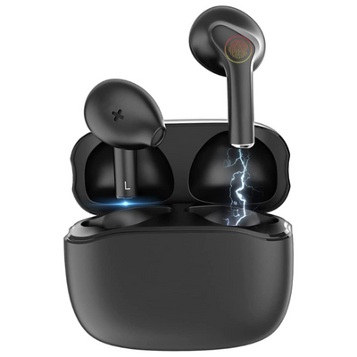 Air True Wireless Bluetooth Earbuds with 4 Mics, IPX7 Waterproof with Volume Control, USB-C Fast Charge, Deep Bass, 35H Playtime