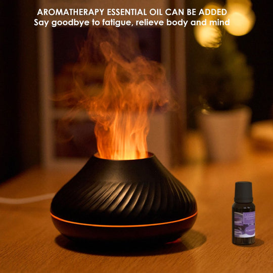 Flame Air Diffuser - 130ml Essential Oil Flame Diffuser Humidifier with Fire LED Light with Auto Off Protection