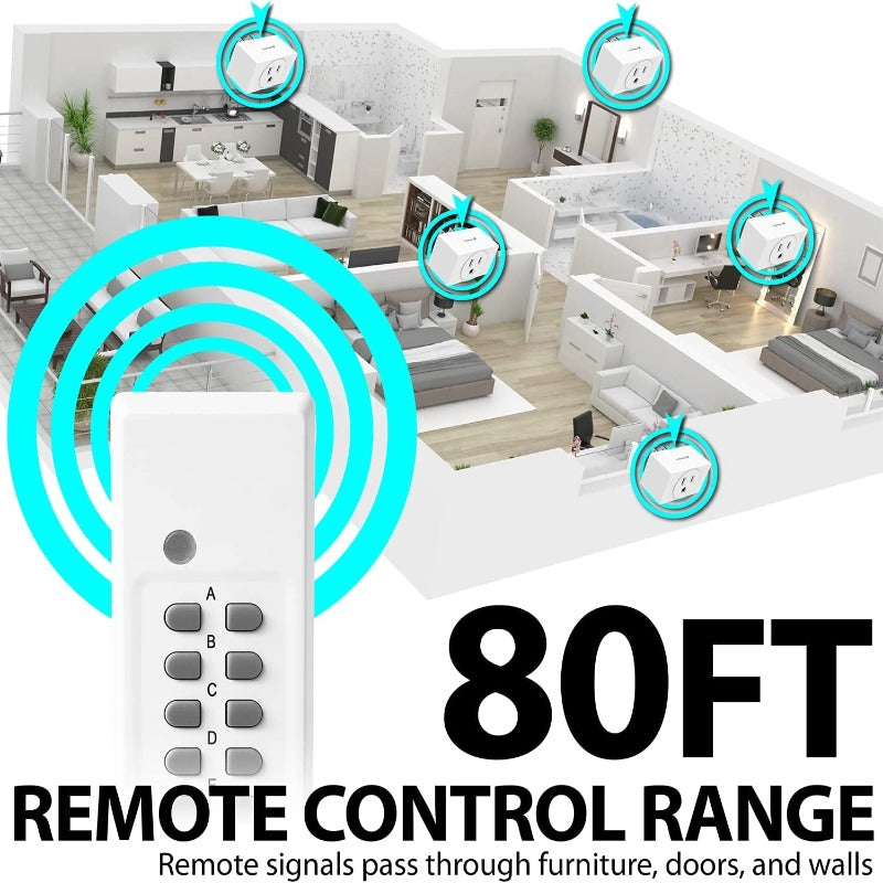 Wireless Remote Control Electrical Outlet Switch (5 Pack + 2 Remotes)