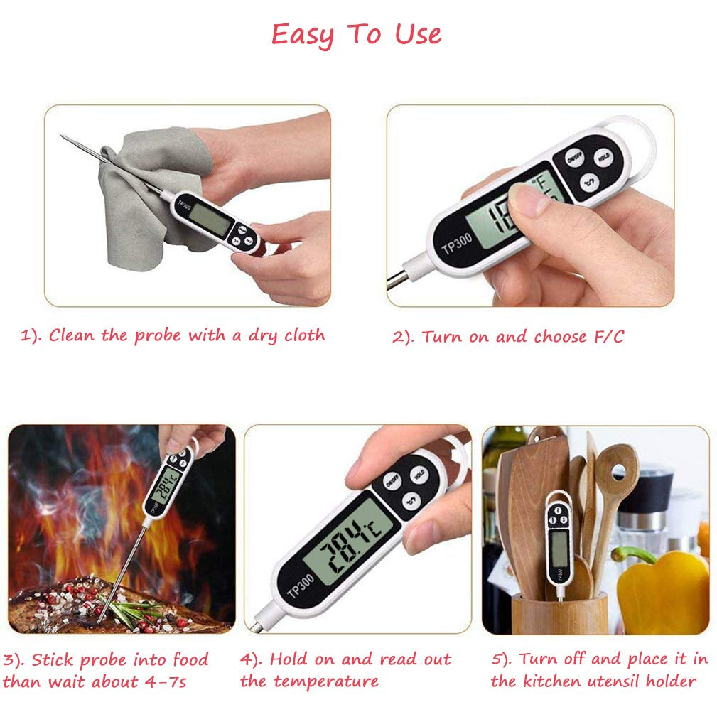 Digital Cooking Kitchen BBQ Grill Thermometer with Long Probe