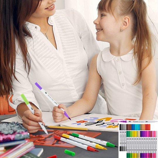 36 Piece Fine Tip Dual Brush Marker Pen Set