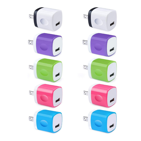 10 Pack Power USB Plug Charging Cube Block