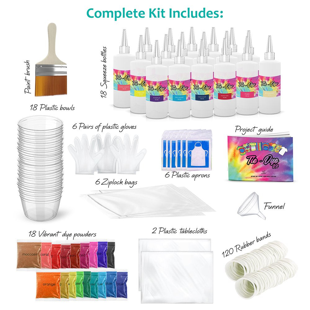 DIY Tie Dye Kit for Kids, Adults Large Groups 18 Colors